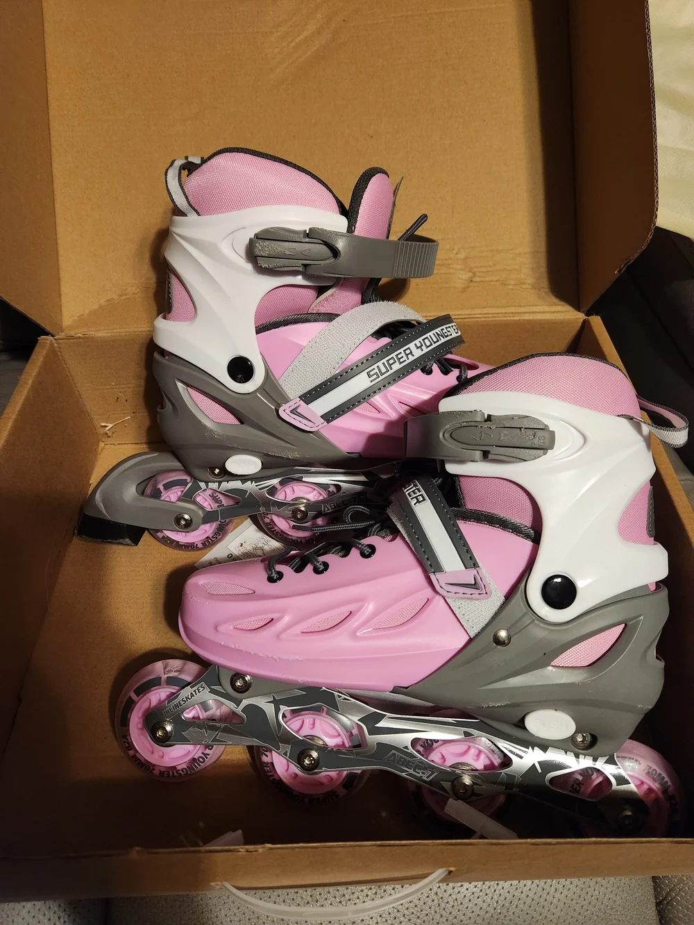 Adjustable Kids Inline Roller Skates with Secure Straps- WILL SHIP IN THIS BOX